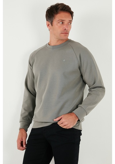 Buratti Streç Pamuklu Relaxed Fit Bisiklet Yaka Erkek Sweat 5901210 Açık Haki