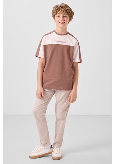 Tommylife Tarçın Pamuklu Yumuşak Dokulu Oversize Fit Baskılı Erkek Çocuk T-shirt - 11290 Tarçın