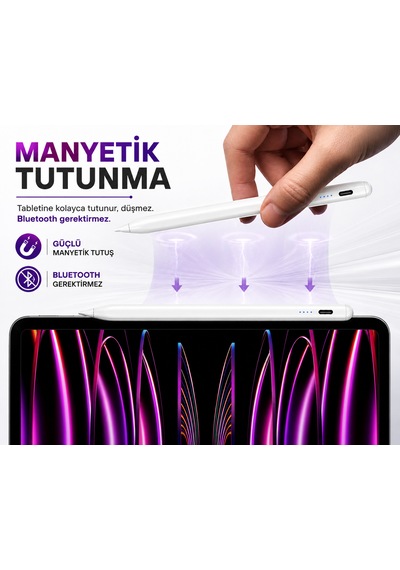 Manyetik Şarjlı Stylus Kalem Type-c Şarjlı Tablet Kalemi Hassas Uçlu Dokunmatik Kalem 1