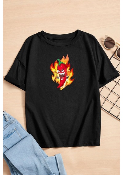 Uyguntarz Çocuk Cartoon Face Pamuklu Tshirt Antrasit