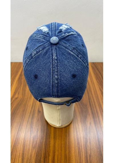 Denim Jean Kot Kumaş Vintage Yıkamalı Unisex Cap Şapka Indigo - Mavi