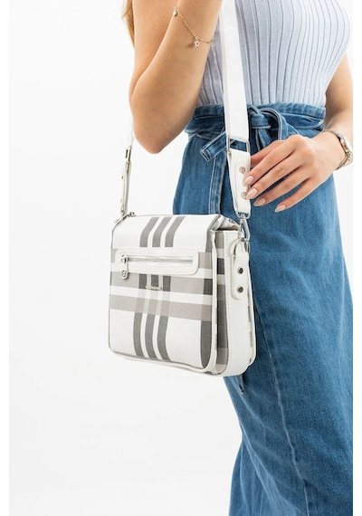 Just Polo Kadın Ekose El Ve Omuz Çantası 6011mh Beyaz Siyah 78428079