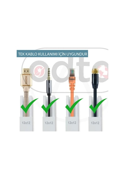 Odta 4 Metre 12x12mm Kendinden Yapışkanlı Kablo Kanalı 4m 10 Adet X 40cm Kablo Gizleyici