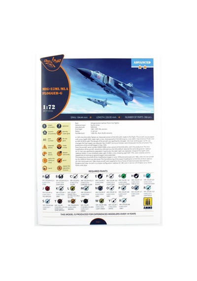 1/72 Mig-23ml/mla Flogger-g Askeri Jet Uçağı Maketi, Clear Prop Models 72032