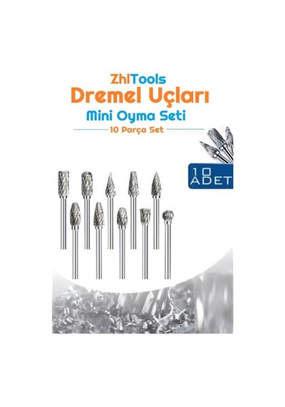 Zhltools Dremel Uyumlu Mini Oyma Gravür Uç Seti 10lu Tungsten Karbür, Ahşap, Metal, Plastik İçin