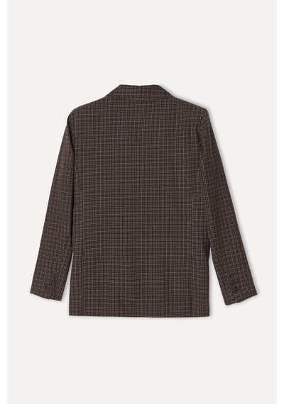 Mudo Kadın Kadın Kahverengi Tekstürlü Oversize Blazer Ceket 1271897