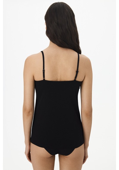 Penti Siyah Square Neck Pamuklu Cami Atlet