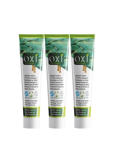 Oxi Natural Bitki İçerikli Mineralli Diş Macunu 75 Ml. 3'lü Paket Temel Bakım