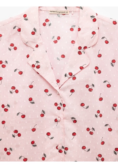 Koton Pamuklu Gömlek Yaka Kiraz Desenli Kısa Kollu Pijama Üstü Pembe Desenli 5slk50017mw Pembe Desenli Koton Pamuklu Gömlek Yaka Kiraz Desenli Kısa Kollu Pijama Üstü Pembe Desenli 5slk50017mw Pembe Desenli