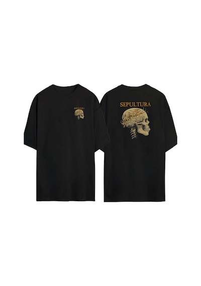 Thewert Unisex Sepultura ,skull,şeytan Ön Arka Baskılı Sıyah Oversize T-shirt Siyah