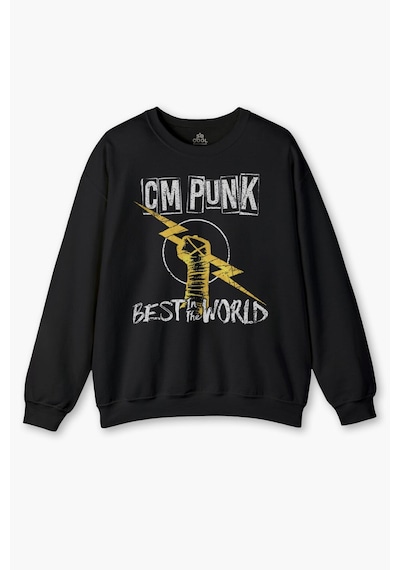 So Cool Bisiklet Yaka Sweatshirt Best In The World Cm Punk Karma Dövüş Gym Spor Siyah Baskılı Sweat Siyah