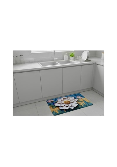 2 Li Sihirli Paspas,su Emici, Kaymaz Tabanlı, Banyo,duş,mutfak,lavabo,balkon Kapısı 57,5x38 Cmx 2 Çiçekli1