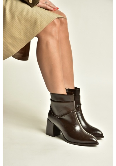 Fox Shoes Z820670060 Kahverengi Rustik Kalın Topuklu Kadın Bot