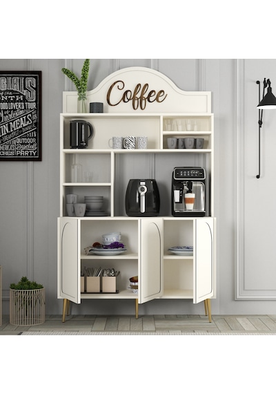 Lyon Kahve Köşesi 120cm - Krem / Altın