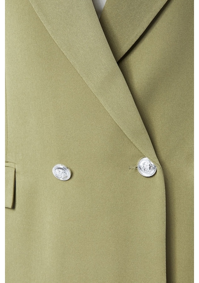 Açık Haki Oversize Dokuma Blazer Ceket Siyah