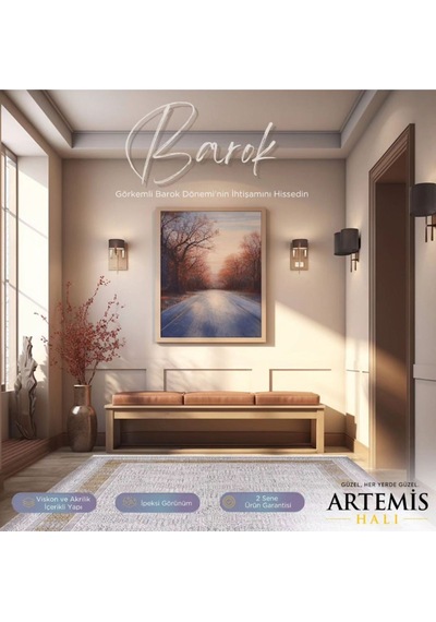 Artemis Halı Barok 02247a Antrasit Retro Motifli Halı Antrasıt