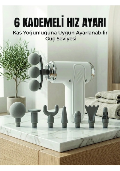 Profesyonel Kas Masaj Tabancası 8 Değiştirilebilir Başlıklı Kablosuz Masaj Cihazı Çok Renkli 05550207