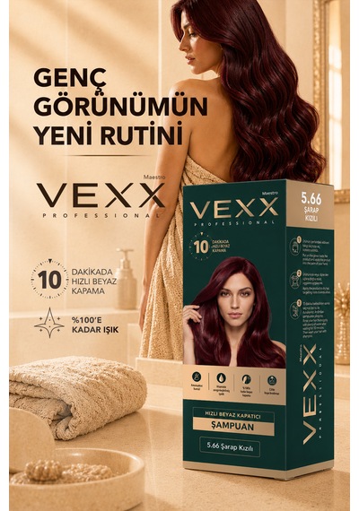 Vexx Professional Beyaz Kapatıcı Pratik Boya Şampuan Şarap Kızılı 5.66 Amonyaksız Formül 300 Ml.