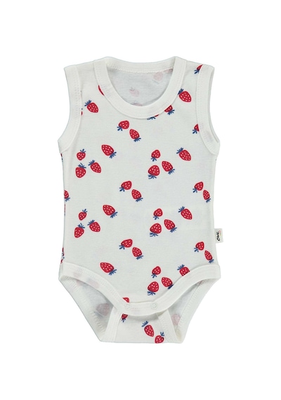 Civil Baby Çilekler Empirme 1-36 Ay Çıtçıtlı Badi - Ekru