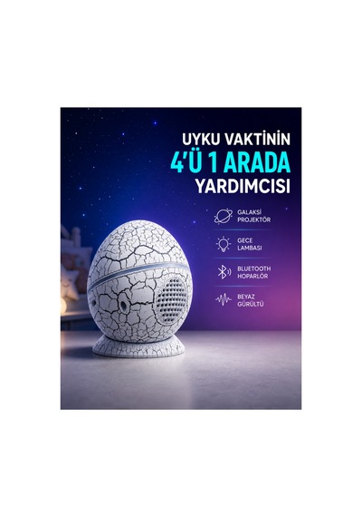 Astraltech Dinozor Yumurtası Tasarımlı Gece Lambası Müzik Ve Işık Senkronizasyonlu Çok Renkli