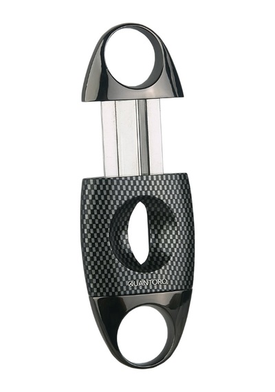 Quantoro Gunmetal Karbon Desenli Metal V-cut Puro Makası Kesici - Trz2004