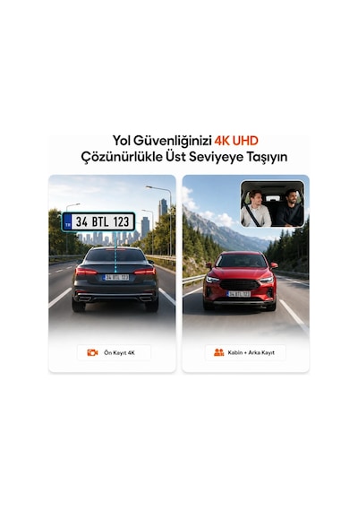 360+ Botslab G980h Pro 4k 3 Kameralı Wifi+gps Akıllı Araç İçi Kamera +170 Geniş Açı+süper Kapasitör+sesli Kontrol+gece Görüşlü 128gb Hafıza Kartı Hediyeli