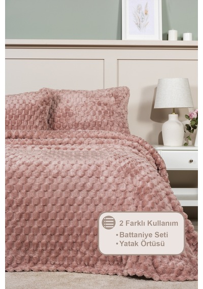 Elart Polen Battaniye Seti Tek Kişilik Wellsoft 2 Parça 180x240 Cm Gülkurusu Gülkurusu