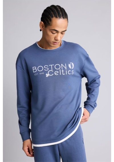 Defacto Nba Boston Celtıcs Boxy Fıt Bisiklet Yaka Skuba Dalgıç Kumaş Sweatshirt F6975ax26spın271 İndigo-ın271
