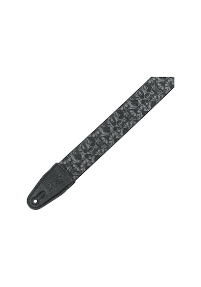 Levy's Deri Geniş Polyester Siyah Ve Gri Kafatası Motifli Gitar Askısı Mpd2-111