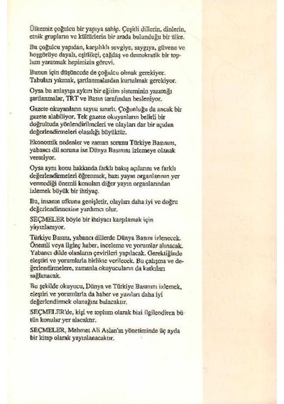 Seçmeler 1.kitap - Dünya Ve Türkiye Basınıından Seçmeler