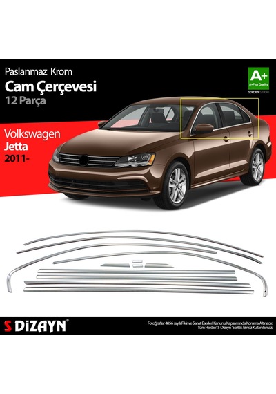 S-Dizayn  Volkswagen Jetta Krom Cam Çerçeve Seti 12 Prç. 2011 Üzeri