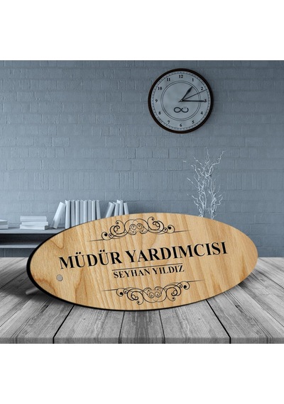 Kişiye Özel Mesleki Müdür Yardımcısı Ahşap Oval Masa İsimliği - 2