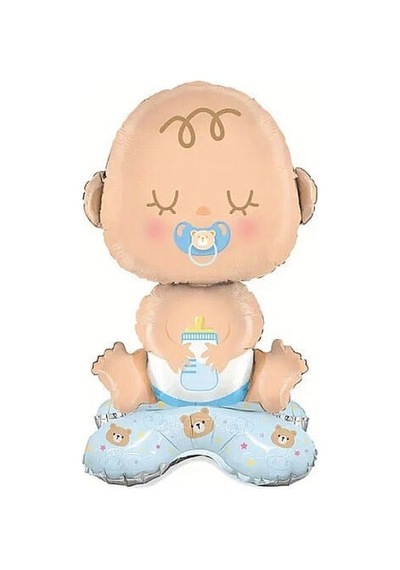 Mavi Bebek Ayaklı Folyo Balon 63x34 Cm Baby Shower Cinsiyet Parti Süsü Çok Renkli