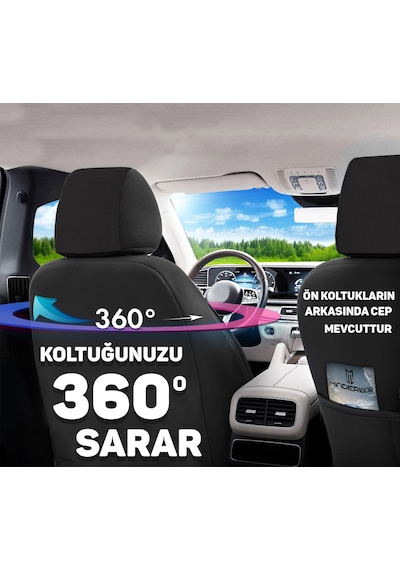 Minderland Medusa Serisi Oto Koltuk Kılıfı, Taytüyü-deri / Kırık Beyaz-siyah, Fiat Egea İle Uyumlu