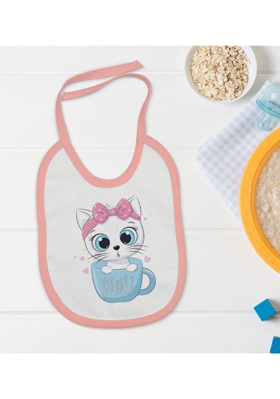 BK Kids Kişiye Özel Pembe Bebek Mama Önlüğü - Model 118 Pembe
