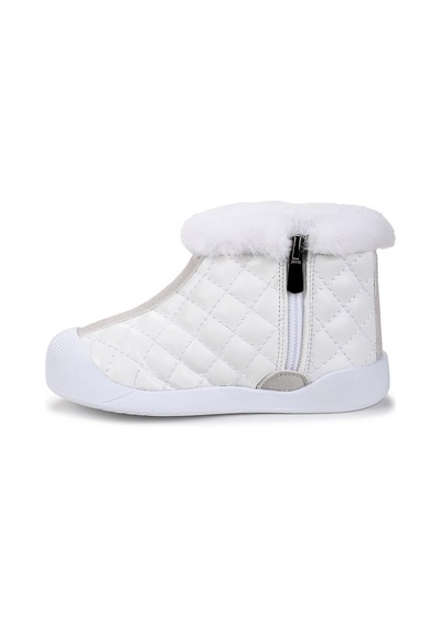 Kiko Kids Biser Fermuarlı Termo Taban Kız Çocuk Bot Ayakkabı Beyaz