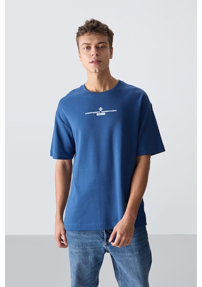 Tommy Life Parlament Pamuklu Kalın Yumuşak Dokulu Oversize Fit Baskılı Erkek T-shirt - 88321 Parlament