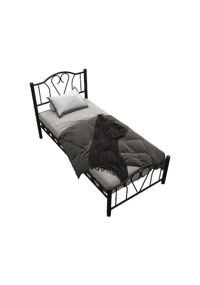 Argimo Orkide Tek Kişilik Ferforje Siyah Metal Karyola 90x190