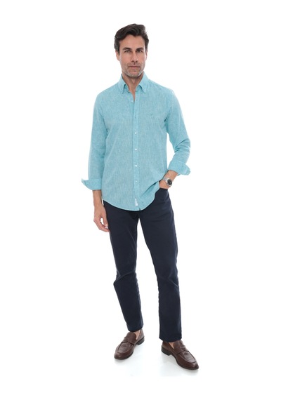 Slim Fit Uzun Kol Yaka Düğmeli Nefes Alan Keten Hediye Kutulu Erkek Gömlek Fs-004548 - Koyu Mint-3223 Slim Fit Uzun Kol Yaka Düğmeli Nefes Alan Keten Hediye Kutulu Erkek Gömlek Fs-004548 - Koyu Mint-3223