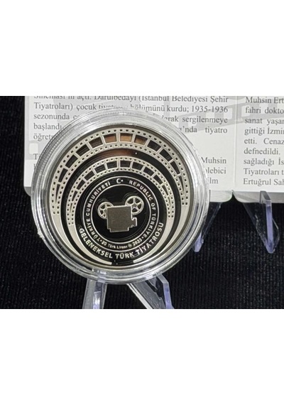 Muhsin Ertuğrul Geleneksel Türk Tiyatrosu Serisi No:6 Gümüş Hatıra Sikkesi Darphane, 925 Ayar, Proof
