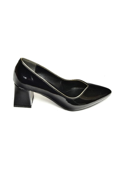 Fox Shoes U820621108 Siyah Rugan Kalın Topuklu Kadın Ayakkabı Siyah