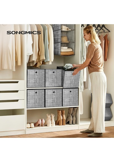 Saklama Kutusu, 6'lı Set, Dokunmamış Kumaştan Yapılmış Saplı Düzenleme Kutuları, Katlanır Kutu, Giysi Saklama, Benekli Gri Çok Renkli Saklama Kutusu, 6'lı Set, Dokunmamış Kumaştan Yapılmış Saplı Düzenleme Kutuları, Katlanır Kutu, Giysi Saklama, Benekli Gri Çok Renkli