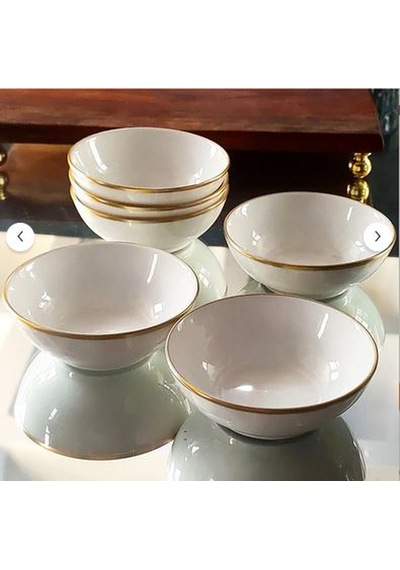 Regna Home Fine Living Anka Yaldızlı Hurmalık- Çerezlik-kahvaltılık - Sosluk-6lı Kase Set Beyaz