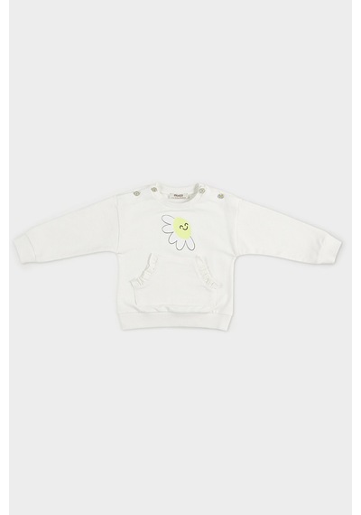 Kız Bebek Baskı Detaylı Ekru Sweatshirt Çok Renkli