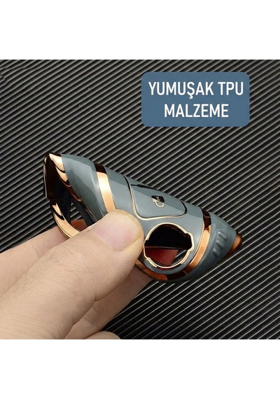 Nissan Juke Qashqai X-trail Micra Pulsar Note Tiida Altima Gold Kenar Tpu Anahtar Kılıfı Beyaz