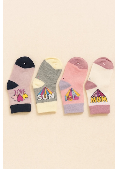 Esila Kids Kız Bebek Ve Çocuk Çorap 4 Adet Desenli Sevimli Çoraplar Çok Renkli