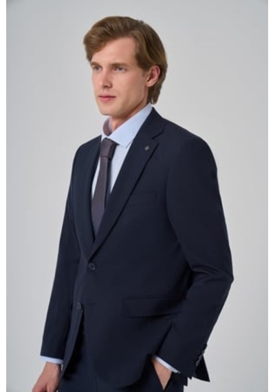 Morven Erkek Lacivert Slim Fit Mono Yaka Yelekli Takım Elbise 26mc001026200 Lacivert