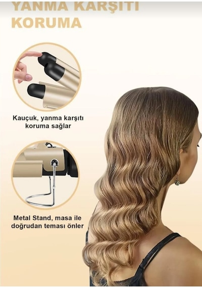 Profesyonel Seramik Su Dalgası Saç Şekillendirici Wag Saç Maşası