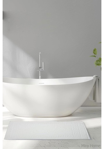 2'li Ayak İzli Banyo Ayak Havlusu%100 Pamuklu Renkli 50x70 Cm
