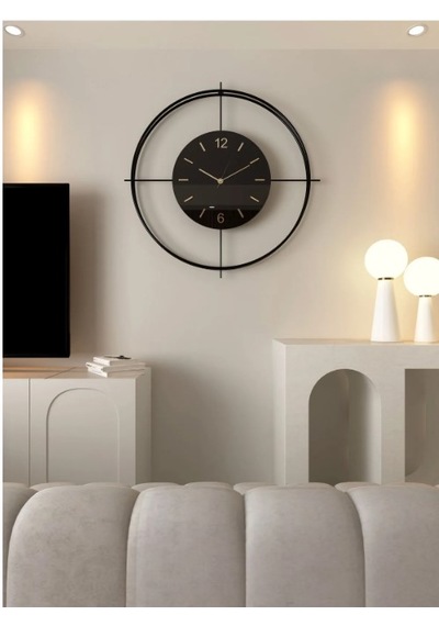 MetaQuartz Aksesuar (XXL-65*65 cm)Siyah DELUXE Siyah Göbek -LEDLİ Modern Saat